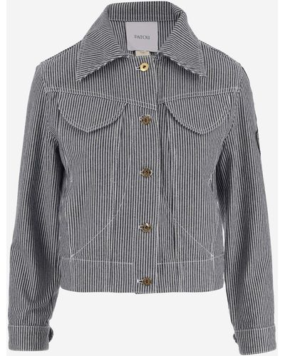 Patou Cotton Jacket With Striped Pattern - Gray