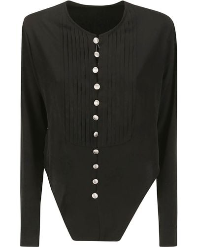 Yohji Yamamoto Tuxedo Shirt Bodysuit - Black