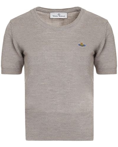 Vivienne Westwood Bea Logo Knitted T-Shirt - Gray