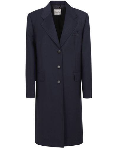 Miu Miu Three-Buttoned Long Coat - Blue