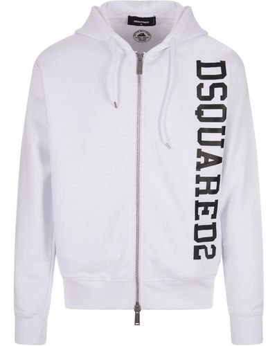 DSquared² Cool Fit Zip Hoodie - White