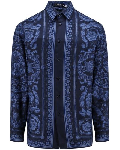 Versace Barroco Shirt With Print - Blue