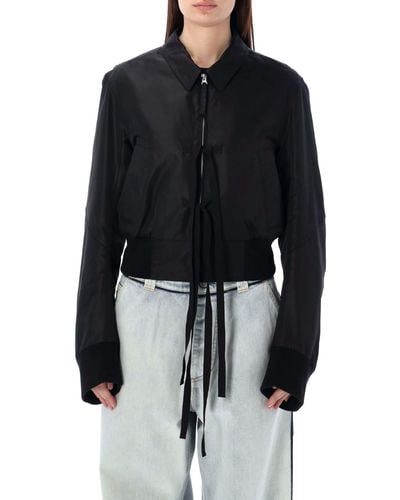 MM6 by Maison Martin Margiela Single-Breasted Blazer With Round Neck - Black