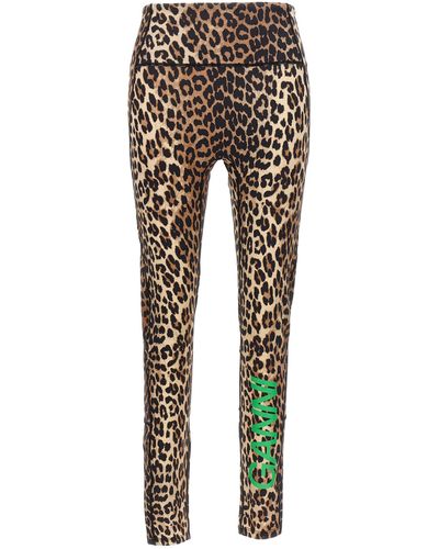 Ganni Leopard Print Logo leggings - Multicolor