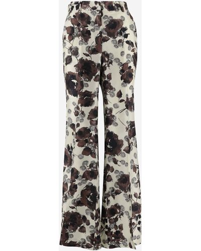 Alberto Biani Silk Trousers With Floral Pattern - Multicolour