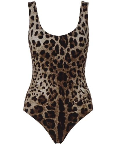 Dolce & Gabbana Print One Piece Swimsuit - Brown