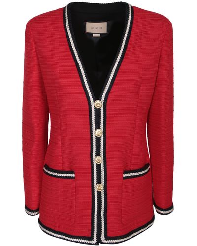 Gucci Buttoned Band Jacket - Red