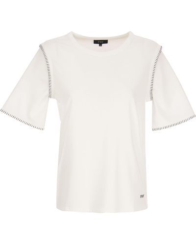 Fay T-Shirt With Contrast Stitching - White