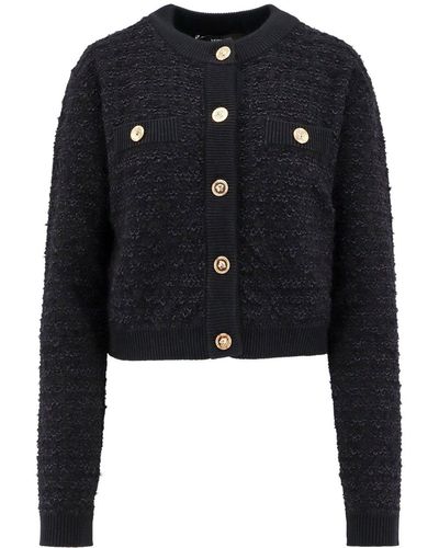 Versace Tweed Bouclé Button-Up Jacket - Black