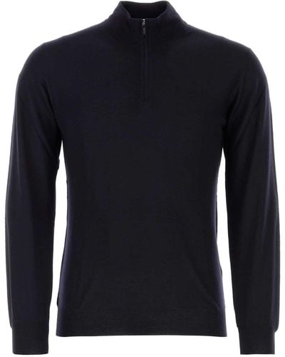 Fedeli Midnight Wool Jumper - Blue