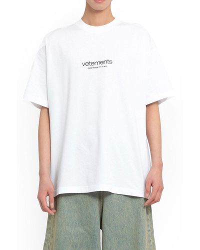 Vetements Logo Printed Round Neck T-shirt - White