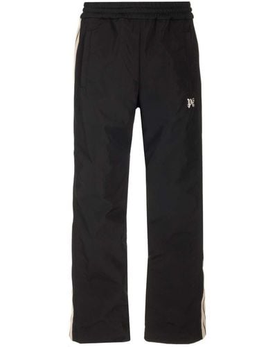 Palm Angels Nylon Track Pants With Bands - Black