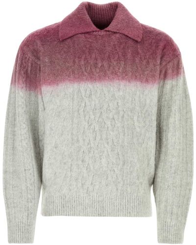Adererror Two-Tone Stretch Acrylic Blend Sweater - Gray