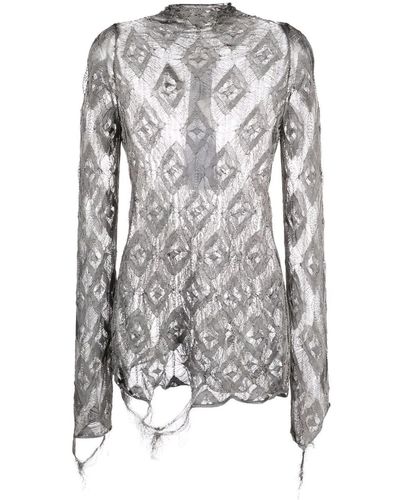 Maison Margiela Diamond Knitted Top - Gray