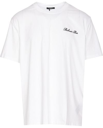 Balmain Logo-embroidered Cotton-jersey T-shirt - White