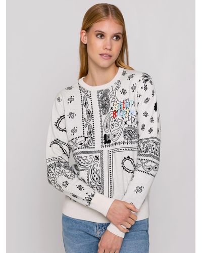Mc2 Saint Barth Sweater With Bandanna Print Embroidery - Gray