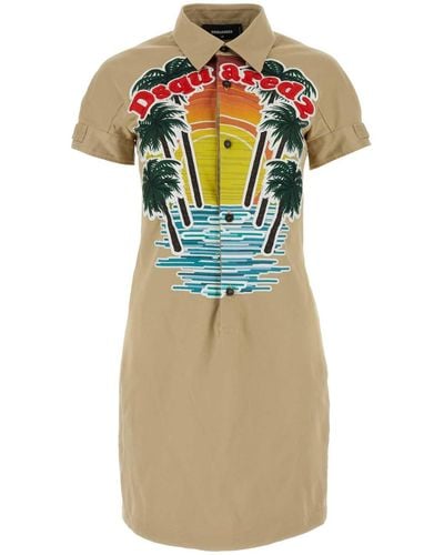 DSquared² Stretch Cotton Sunset Shirt Dress - Multicolour