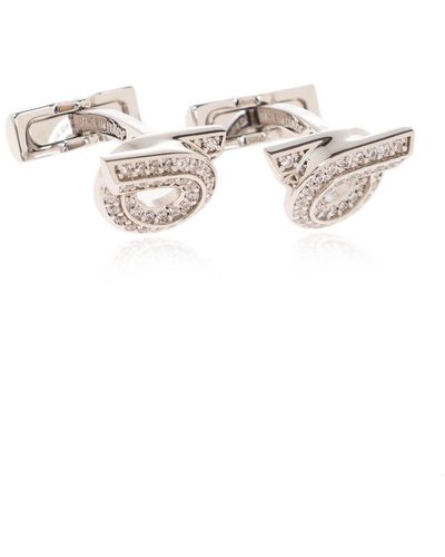 Ferragamo Cuff Links With Logo, - Metallic