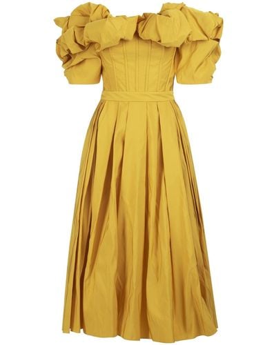 Alexander McQueen Off Shoulder Corset Dress - Yellow