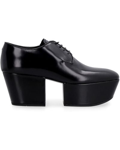 Prada Leather Lace-up Platform Shoes - Black
