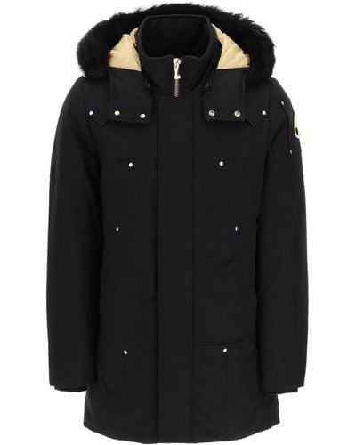Moose Knuckles 'gold Stirling Neoshear' Padded Parka With Shearling Trimming - Black