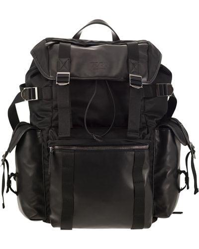 Tod's Fabric And Leather Medium Backpack - Black