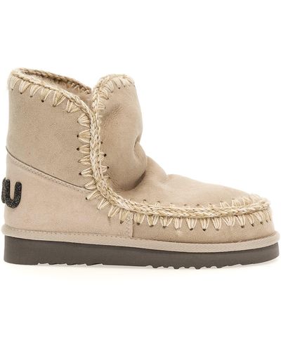 Mou Eskimo 18 Glitter Logo Ankle Boots - Natural