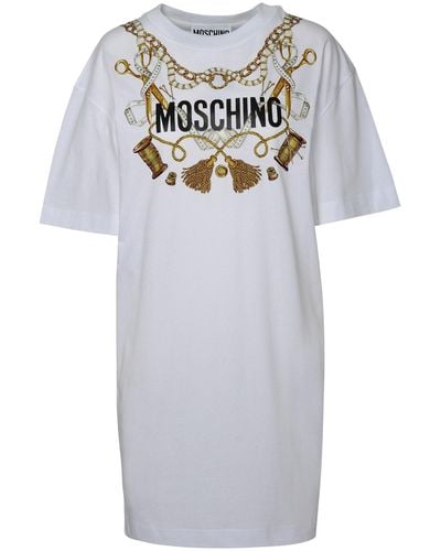 Moschino White Cotton Dress - Gray