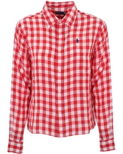 Polo Ralph Lauren Checked Linen Shirt - Red