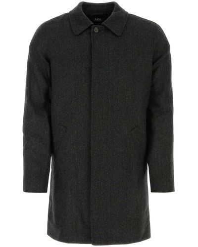 A.P.C. Embroidered Wool Coat - Black