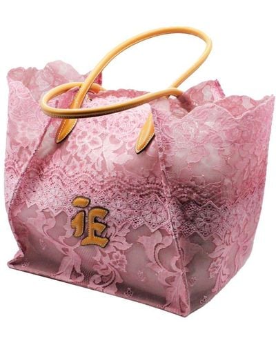 Ermanno Scervino Shopping Bag In Lace - Pink