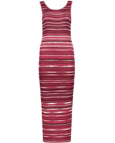 M Missoni Ribbed Knit Dress - Red