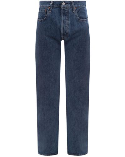 Levi's Straight Leg Leather Closure With Buttons Jeans - Blue