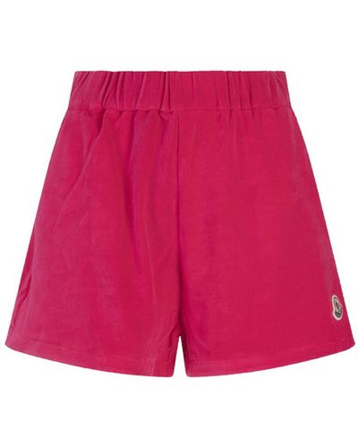 Moncler Fuchsia Terry Shorts - Red