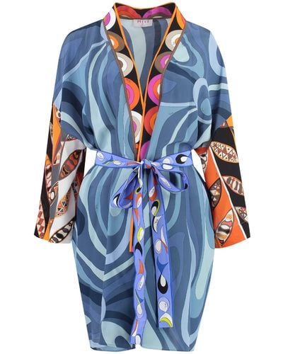 Emilio Pucci Printed Silk Night Gown - Blue