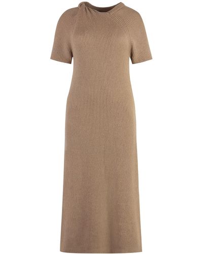 Stella McCartney Ribbed Knit Midi Dress - Natural