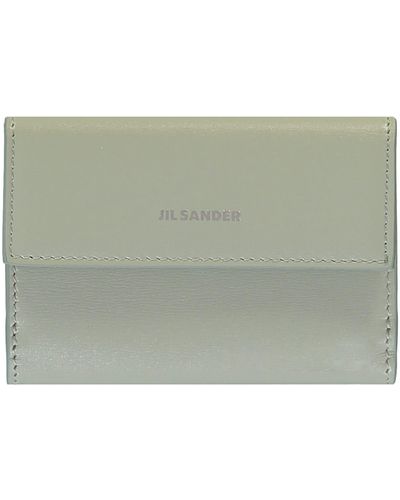 Jil Sander Small Leather Flap-Over Wallet - Green
