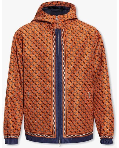 Gucci Nylon Zip Jacket With Geometric G Print - Orange
