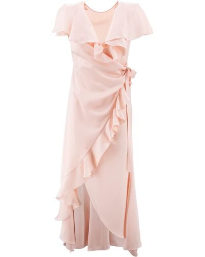 Philosophy Di Lorenzo Serafini Ruffled Satin-Finish Wrap Dress - Pink