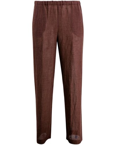 Manebí Linen Belem Trousers Elasticated Waistband - Brown