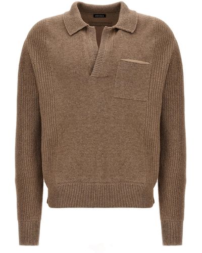 Zegna V-neck Sweater Sweater, Cardigans - Brown