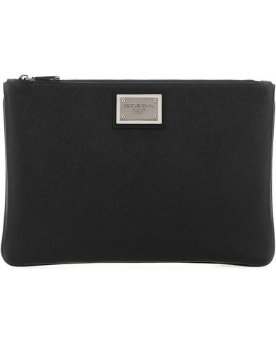 Dolce & Gabbana Leather And Nylon Pouch - Black