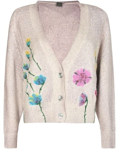 Avant Toi Floral Knit Cardigan - Pink