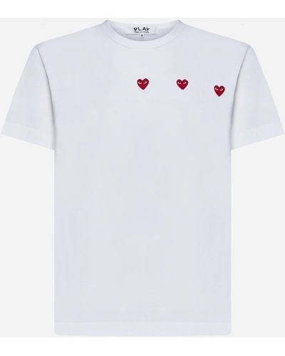 Comme des Garçons 3 Heart Cotton T-Shirt - White
