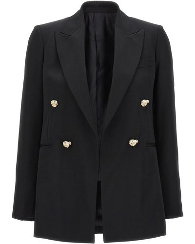 Lanvin Double Breast Jewel Buttons Blazer Jacket Jackets - Black