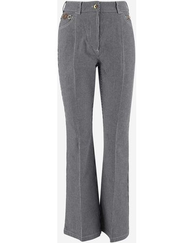 Patou Cotton Denim Flare Trousers - Grey
