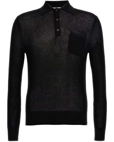 Ballantyne Cotton Knit Polo Shirt - Black