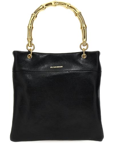 Jil Sander Small Leather Shopping Bag Tote Bag - Black