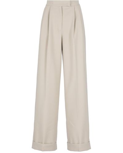 D.exterior Palazzo Trousers With Pleats - White