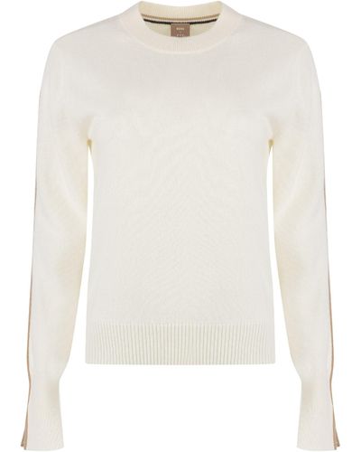 BOSS - Ribbed-knit cardigan in cotton, cashmere and wool